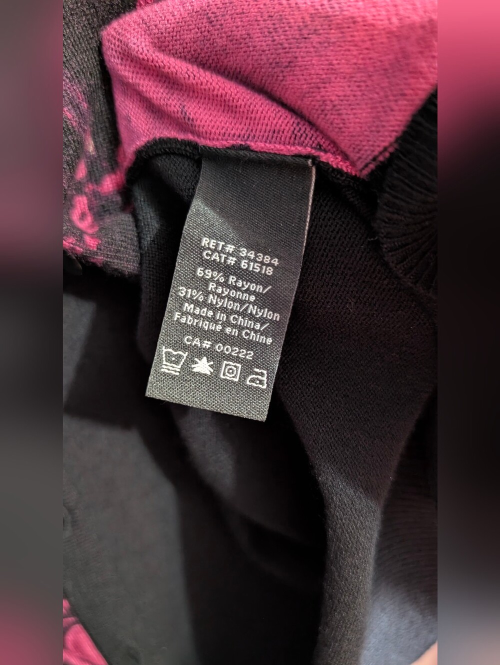Nwot Jessica Black Cardigan with Fuchsia Rose Print Size XL - Picture 5 of 6